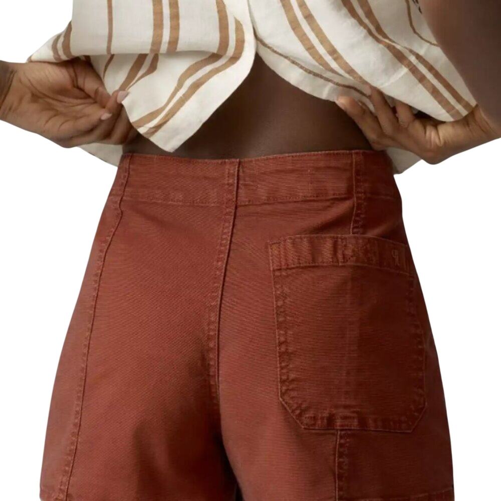 Anthropologie Rust Red Belted Cotton Jean Shorts - Picture 5 of 9